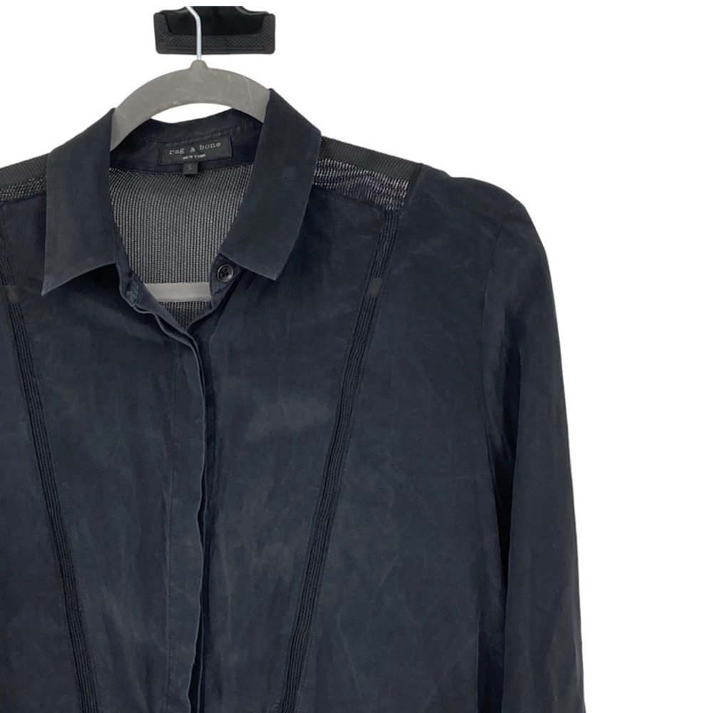 Rag & Bone Size Small Black Silk Button Front (Bu… - image 3